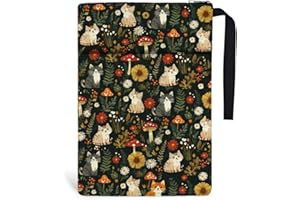 Hobbspring 1pc Floral Cat Book Covers 34x24cm Polyester Book Sleeve Books Protectors with Zipper and Front Pocket for Students Teachers and Bookworm Back to School