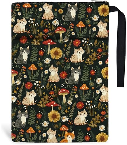 CRASPIRE Zwarte kat boekomslag Halloween pompoen boekbescherming zakboeken cover voor boeken van wasbare stof met ritssluiting en extra zak op de mouw
