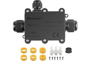 Elezenioc IP68 Waterproof Junction Box, Outdoor 3 Way M20 Black Plastic Armoured Cable Connector, Diameter 5mm -15mm Wire Gland External Waterproof Electrical Junction Boxes