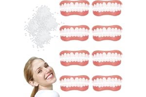 Scettar 8 Paires Prothèse Dentaire Cosmétique Sourire Prothèses Dentaires,Instantanées Dents De Placage, Dentier Provisoire, Blanchiment Fausses Dents,Facettes Dentaires