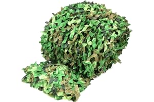 QWORK® Red de Camuflaje 4m x 6m, Red Camuflaje Sombra Exterior, Red de Camuflaje, para Paisaje Forestal, Caza al Aire Libre, Bosque