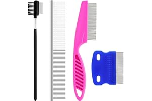GUBCUB Pets Grooming Comb Kit for Small Dogs Puppies For Tear Stain Remover, 2-in-1 with Round Teeth to Remove Knots Crust Mucus