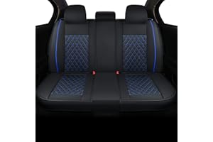 Vankerful Car Back Seat Covers,Rear Seat Covers,Universal Fit for Most Cars,SUV,Sedans and Pick-up Trucks,Automotive Faux Leather Vehicle Cushion Covers(Rear Seat Covers,Black/Blue)