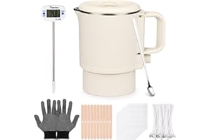 Ambesty Elektrischer Wachsschmelzer für Kerzenherstellung, 1L Wachsschmelztopf mit Ausguss, Antihaftbeschichtung,Kerzen Selber Machen Set,Topf Zum Kerzenwachs Schmelzen Kerzen Gießtopf