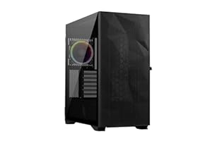 Noua Iron V7 Nero - Case PC Gamer ARGB Mid-Tower ATX - Ventola PWM ARGB 120 mm - Pannello Frontale Mesh e Pannello Laterale in Vetro Temperato con Cerniere