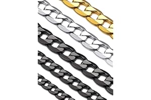 Suplight Collana Uomo a Catena Cubana Figara Scatola in Acciaio Inossidabile 316L Placcato Nero/Oro/Argento larghezza 4-6-9mm lunghezza 46-76cm per Uomo Ragazzo Hip Hop Rapper Confezione Regalo