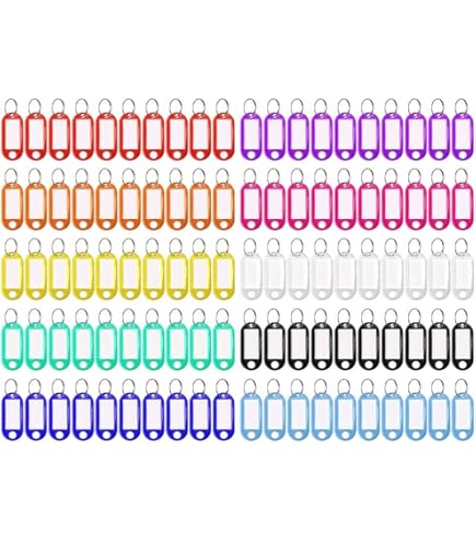 40 Targhette Portachiavi Scrivibili In Plastica - 8 Colori Per Organizzare Chiavi, Zaini, Valigie - Foto 6