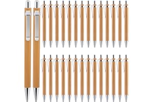 Delamiya Lot de 30 stylos à bille en bambou de qualité supérieure - Pour écriture, journal, école, fournitures de bureau, cadeau de remise de diplôme