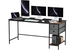 SANODESK Escritorio de Ordenador de 160 x 60 x 75 cm, Mesa con Estantes de Almacenamiento, Mesa para PC con cajones, Escritorio de Escritura de Estudio para Oficina, Sala de Estar, hogar