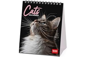 Legami - Calendario da Tavolo 2026, Cats, Calendario da Scrivania, 12 Mesi e Planner Annuale, in 6 Lingue, Segni zodiacali, Festività internazionali, 12 x 14.5 cm