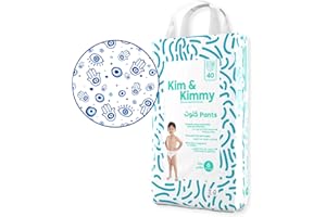 Kim & Kimmy Eco Nappy Pants Size 6 (15-20 kg) 40 Disposable Nappy Pants - 12 Hour Leak Protection, No Rashes, Hypoallergenic, Ultra-Soft & Highly Absorbent - Good Vibes