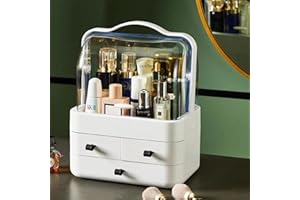 RMAN Make Up Kosmetik Organizer mit Staubdicht Schminktisch Organizer Wasser Deckel Multifunktionale Beauty Aufbewahrung für Dresser Skincare Aufbewahrungssystem Schwarz