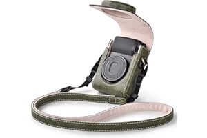 Rieibi Etui na aparat do Sony RX100 Series / Ricoh GR Series - skórzane etui retro do Ricoh GR IIIx/Ricoh GR III II/Sony RX100 II III IV V VI VII, Tekstura zielona, Nowa wersja