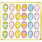 Wooden Eggs for Hanging, 24 Pieces, Approx. 2.5 cm Tall, Assorted Colours Customisable