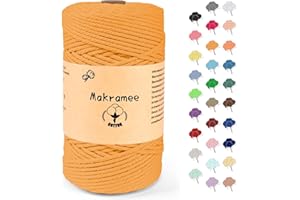 UVOLO 3 mm x 200 m Macrame Yarn, Cotton Yarn, Macrame Cord for Crafts, Plant Hangers - Golden Needle Red