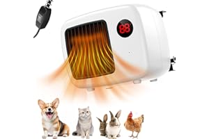 PAKESI Chauffage de Niche pour Chien 600W avec Thermostat, Chauffage de Niche pour Chien extérieur avec Cordon Anti-mâchouillage, Chauffage de Niche sûr pour poulaillers, clapiers à Lapins