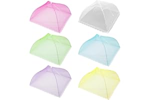 LOVEHAI 6 PCS Rich Color Food Cover Mesh Pop Up, Food Umbrella Covers Collapsible Fruit Cake Net Cover Protect Food Tent for Outdoor Picnic BBQ Party (43 x 43)