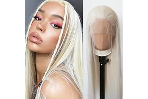 Towarm Platinum Blonde Wig Long Straight Synthetic Lace Front Wigs Pre Plucked Natural Hairline with Baby Hair for Black Women Heat Resistant Fiber Hair Cosplay Daily Wear Wig (Platinum Blonde)