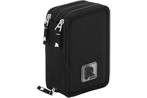 Julian Ross Astuccio 3 Scomparti 45 Pezzi – 2 Penne Gel Cancellabili, Colla, Forbici, Pastelli 4.0, 3 Zip – Scuola Elementare Idea Regalo Bambini Nero – Set Creativo Per Colorare