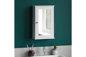 Bath Vida Priano Bathroom Cabinet Single Mirrored Door Wall Mounted, White