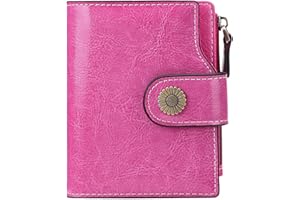 SENDEFN Cartera Monedero Mujer pequeña de Piel auténtica - 16 Ranuras para Tarjetas con Bloqueo RFID - Billetera Cartera de Tarjetero y Cremallera para Monedas