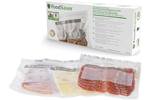 FoodSaver 20 Sacchetti per Sottovuoto Riutilizzabili con Chiusura Lampo, per Alimenti, Senza BPA, 3.8 lt