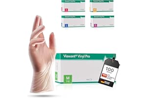 VIAWANT Vinylhandschuhe 100 Stück | M | Einweghandschuhe Vinyl Handschuhe Sehr tastsensibel – Stabil, Puderfrei & Latexfrei – Reißfeste Gummihandschuhe | Gr. XS, S, M, L, XL