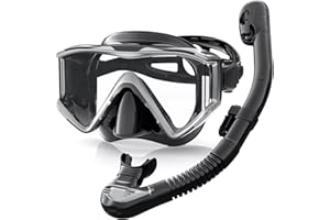 Zeligerstar Snorkel Set Adults, 3 Window Panoramic View Snorkel Mask Anti-Fog, Leak-Proof Scuba Diving Mask with Mesh Bag, Dry Top Mask and Snorkel Set for Adult and Teen