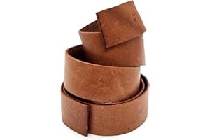 esnado lanière de cuir plate, sangle en cuir plate. 1 m. Largeur/couleur : au choix (largeur : 40 mm, marron clair antique) | Cuir véritable | tannage végétal | artisanat, décoration, bricolage