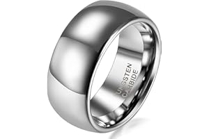 JewelryWe Schmuck Wolframcarbid Partnerringe Freundschaftsringe, Unisex Ring, Klassiker Poliert Dome, Silber Hochzeit/Engagement/Versprechen Band Größe 54 bis 74, mit Geschenk Tüte