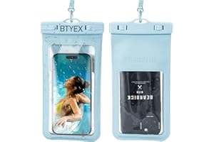 BTYEX Universal Waterproof Phone Pouch Cellphone Dry Bag Case with Lanyard for iPhone 15 14 13 12 Pro Max Xs Max XR X 8 7 6S Plus SE, Galaxy S22 S21 S20, HUAWEI P50 up to 7.0’’ Light Blue