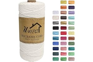 Uiopa Macrame Corda 2mm x 200m, Filo di Cotone Macramè 3 Strand Twisted, Filo Macrame Spago Colorato per Artigianato Fai da Te Piante da Appendere Acchiappasogni