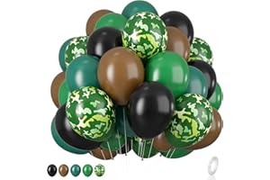 BIAPIAN Green and Brown Balloons, 12inch Camouflage Balloon Camo Balloons Brown Dark Green Black Balloons For Army Party Decorations Birthday Party Hunting Camping Jungle Themed Supplies