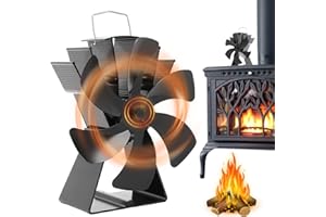 Wikay Log Burner Fan, 6 Blade Stove Fan Wood Burning Heat Powered Fireplace Burner for Heat Circulation, Silent Operation, Eco Friendly Circulation for Home Wood Log Burner Fireplace