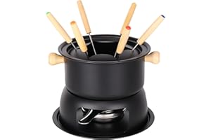 URBN-CHEF Service à fondue pour 6 personnes au chocolat ou au fromage avec 6 fourchettes