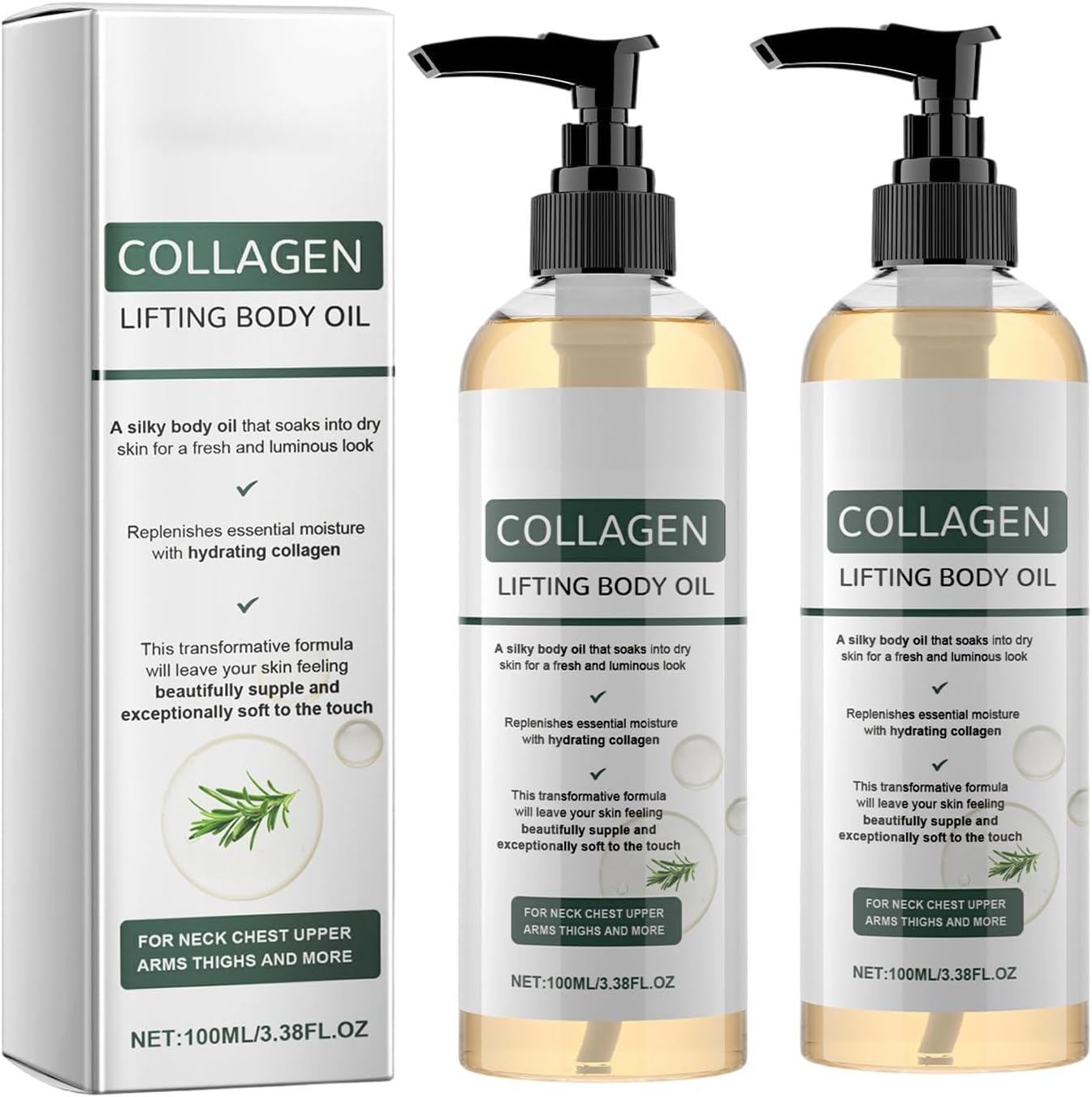 2pcs A-ceite Corporal Lifting Con Colágeno - 100ml A-ceite Corporal Nutritivo, AceitePara El Cuidado De La Piel Para Cicatrices, Arrugas Y Estrías En Cuello, Pecho, Brazos, Piernas Abdomen