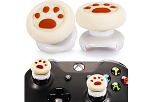 Playrealm FPS Thumbstick Grip Agarres para el Pulgar Extensor Y Textura 3D Caucho Silicona Apretón Cubrir 2 juegos para Xbox Series X/S & Xbox One Mando (Pata De Gato Marrón)