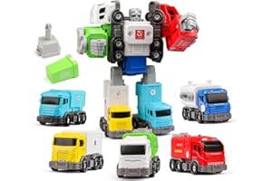 Baeroly 5 in 1 Transformer Robot Alloy Armor Series Includes 5 Garbage Disposal Vehicles with Assembly Screws Suitable for Children Over 3 Years Old