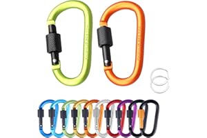 MORAINJAY 2/3/5/10 Pièces 10 Couleurs Mousqueton Aluminium en Forme D avec Verrouillage à vis,Mousqueton Tactique pour Camping, Extérieur,Vélo,Laisses de Chien