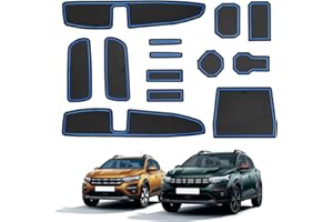 ECOZEN Tappetini Antiscivolo Dacia Duster 3 2024/2025 (cambio automatico) Impermeabile antiscivolo Tappetini Gomma per Console Centrale Porta Bicchieri Scanalatura Porta Dacia Sandero III Accessori