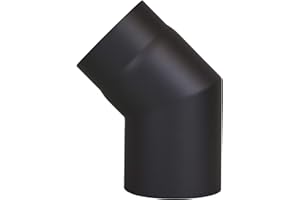 LANZZAS - Coude à 45° pour tuyau de poêle, diamètre nominal 150 mm, couleur : noir métallisé.