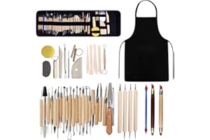 FRUNIMALL Töpferwerkzeug Set, 42 Pack Werkzeug Ton, Keramik Werkzeug-Set, Modellierung Ton Werkzeug, Schnitzwerkzeug für Steinmalerei, Tonmodellierung, Prägung, Nagelkunst