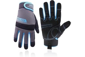 HANDLANDY Utility Work Gloves Mens & Women, Safety Mechanic Working Gloves Touch Screen, Flexible Breathable Yard Gloves (Medium, Blue-Men Size))
