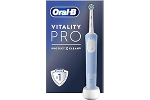 Oral-B Vitality Pro Brosse à Dents Électrique, Bleu, 1 Brossette Nettoyage 2D, Élimine la Plaque Dentaire, 3 Modes de Brossage, Minuteur, Rechargeable