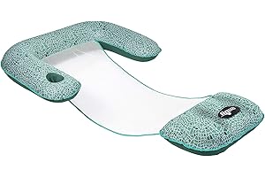 AQUA LEISURE AQUA Mosaic 3-in-1 Pool Chair Lounge, Inflatable Pool Float, Multi-Purpose Pool Chair (Lounge, Drifter, Chair), Green Mosaic