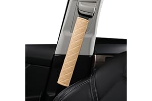 HIGHNESSHWOO Weiche Auto-Sicherheitsgurtbezüge für Erwachsene, Kinder, Frauen und Männer, Sicherheitsgurt-Kissenbezug, Gurtpolster, Schutzpolster für SUV, Schulterpolster für auto-Innenzubehör, 2 Stück Beige, 33cm