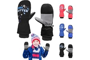 JASUEN Skihandschuhe Kinder- Wasserdicht Handschuhe Thermo Atmungsaktiv Fäustlinge Mit Gummiband für Jungen/Mädchen, Winterhandschuhe für Snowboard Skifahren