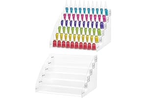 QWORK® 2 pièces rangement vernis a ongle à 6 niveaux, présentoir de vernis à ongles en acrylique, support de vernis à ongles transparent, peut contenir environ 60 bouteilles