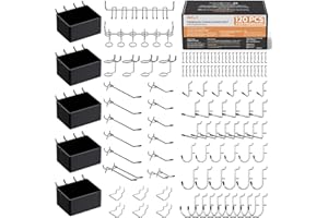 INCLY 120PCS Pegboard Accessories Organizer Kit, Peg Board Hooks Assortment with Bins for Organizing Various Tools, Fit 1/8 or 1/4 inch Pegboard for Hanging Storage, Garage Wall Attachments