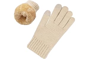 lifwimner Guantes de Invierno con Forro Polar para Mujer, Guantes Cálidos de Punto con Pantalla Táctil, Guantes Térmicos para Trabajo Actividades al Aire Libre en Interiores
